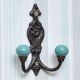 Solid Sea Green Ceramic Iron Wall Hooks